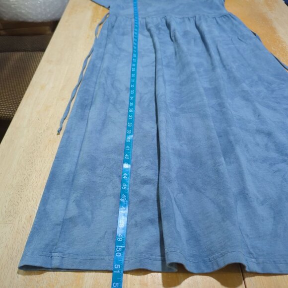 Cactus Bay Vintage light tie dye blue Maxi Dress Patriotic Flag Print Tie Back M - Picture 14 of 14